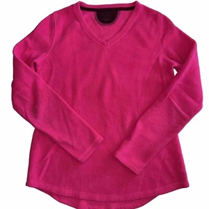 Suéter Tek Gear Rosa Florescente Brillante Polar Mangas Largas Cuello en V M Esquí Invierno - Imagen 1 de 5