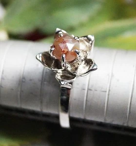 5.0mm Natural Red Faceted Rose Cut diamond ring, 925 silver Ring Gift for mother - Picture 1 of 6
