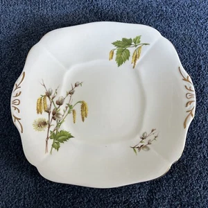 vintage Adderley plate sandwich cake Plate catkins spring Gilt Edge - Picture 1 of 11