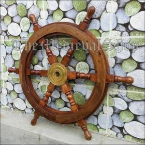 24 Inch Nautical Wooden Ship Wheel Handmade Boat Pirate Decor, Ocean Décor - Picture 1 of 3