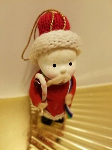 Vintage Santa Figure Ornament With Scarf and Knit Hat 3 1/2" Tall As Is - Picture 1 of 5