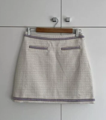 Saia Maje tamanho 38 AU 10 EUA 6 tweed branco mini short designer dinheiro antigo nova  - Imagem 1 de 4