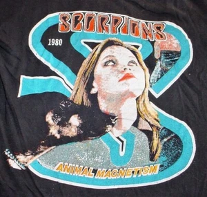 Camicia SCORPIONS Animal Magnetism 1980 Tour Nera Unisex S-234XL - Foto 1 di 2