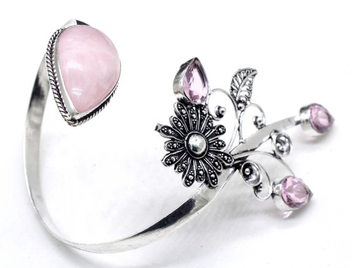 VALENTINO Bracciale gioiello argento sterling 925 quarzo rosa e pietre preziose topazio S ADJ