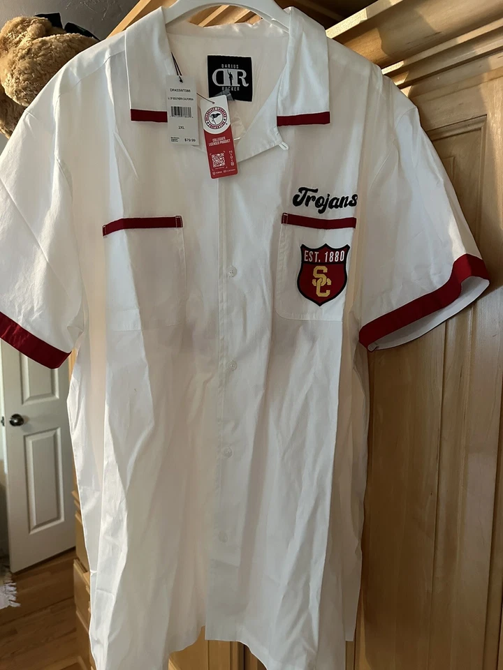 NWT USC TROJANS WHITE BOWLING SHIRT Darius Rucker Collection Button Up Size 2XL - Image 1 of 4