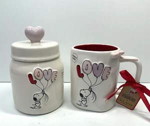 2025 Rae Dunn Peanuts "Made With Love" Snoopy San Valentino set barattolo e tazza - Foto 1 di 12