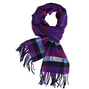 Women's Scarf Purple/Blue Check Plaid Tartan Long Warm Soft for Winter 72x12" - Picture 1 of 2