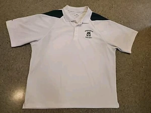 Holloway 3 Button Short Sleeve Polo Shirt Men’s Sz 2XL White With Green Logo - Picture 1 of 15