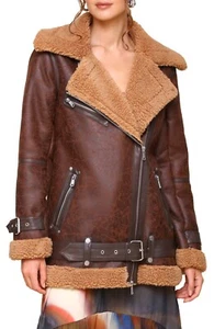 AVEC LES FILLES Faux Shearling Moto Jacket- SZ S- NWT - Picture 1 of 5