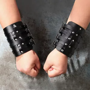 1pz Bracciale Uomo Medievale Fibbie Regolabili Guanto Braccialetto Bracciali Armatura - Foto 1 di 12