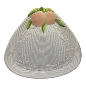 Vintage GEORGES BRIARD Peach Basket Serving Dish Tray 12" SIGNED Pottery MCM - Picture 1 of 9