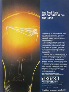 5-10/1989 PUB TEXTRON AEROSTRUCTURES AEROSPACE STRUCTURE AMPOULE ORIGINAL AD - Picture 1 of 1
