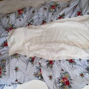 CHAPS bed skirt dust ruffle blue stripe red roses floral king size Nantucket - Picture 1 of 8