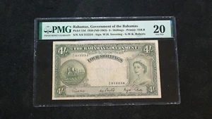 1936 (ND1963) BAHAMAS GOVERNMENT PMG VF20 FOUR SHILLINGS NOTE 4S Bill BUY IT! - Picture 1 of 4