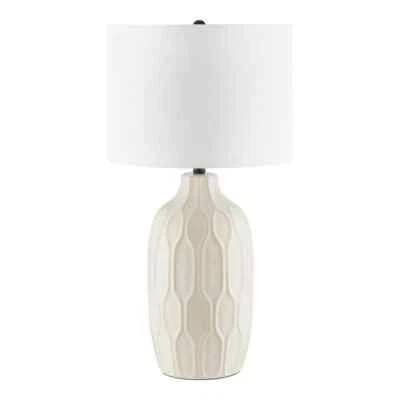 Hampton Bay Dunbarton 25 in. Beige Table Lamp with Textured Mixed Ceramic Base - Image 1 of 4