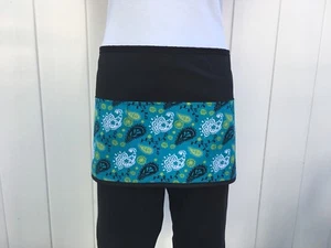 Black Paisley server waitress waist apron 3 pocket  restaurant Classyaprons - Picture 1 of 3