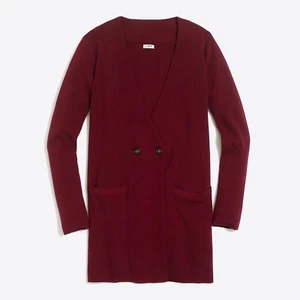 NEW J. Crew Double Breasted Cardigan Sweater Collarless Burgundy Women S XXL NWT - Picture 1 of 4