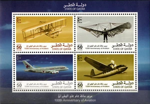 QATAR 2003 100th ANNIVERSARY OF AVIATION SOUVENIR SHEET 4 STAMPS SC 971 a-d MNH - Picture 1 of 6