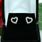 1.20CT Round Cut Lab Created Diamond Heart Stud Earrings 14K White Gold Plated
