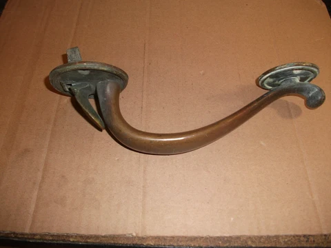 SOLID Brass Vintage Style Front Door HANDLE w/Thumb Lever - YALE 9" OAL Fenway Cover