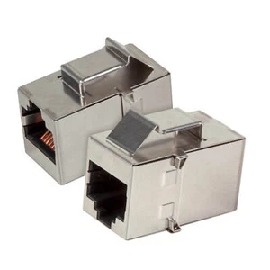 Keystone Verbinder Adapter Kupplung Cat.5e 2xRJ45 Buchse 1:1 geschirmt Edelstahl - Photo 1/2