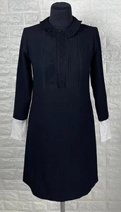 Sandro Paris Ruffle Neck Lace Trim Dress Clemence Black & White Cuff Size 38 - Picture 1 of 11