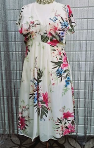 Dorothy Perkins Billie & Blossom Ivory Floral Midi Event Dress Size 18 NWT £45 - Picture 1 of 9