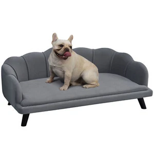 Velvet Large Dog Couch with Foam Cushioning Soft Pearl Design Cute Dog Bed - Picture 1 of 11