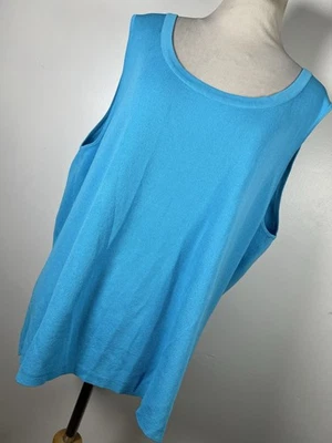Nueva camiseta sin mangas Laura Ashley 2X azul aguamarina cuello redondo tejido de viaje para mujer H4 Foto 1 de 4