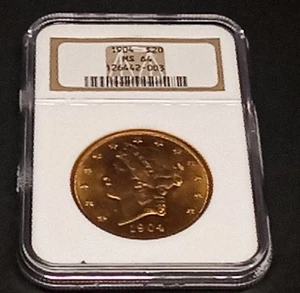 1904 $20.00 Gold Double Eagle! NGC Certified MS 64! Old Fatty Holder! Scarce! - Picture 1 of 18