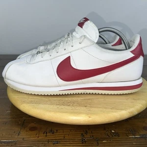 Nike Men's Cortez Basic Leather Shoes White Varsity Red US 12 - Picture 1 of 21