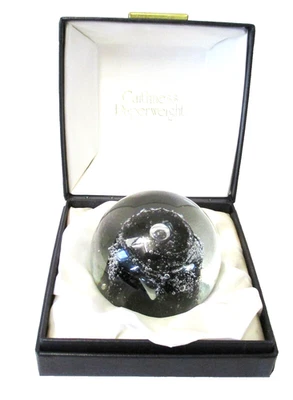 Caithness Glass Paperweight Black Gem 1979 + Box and Cert - Made in Scotland  - Image 1 of 4