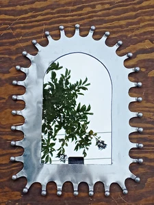 16" PUNCHED TIN MIRROR Mexican handmade hacienda style mirror, folk art - Picture 1 of 5