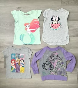 LOT Girls Disney Princess Ariel Jasmine Minnie Mouse T-Shirts & Sweatshirt Sz 4 - Picture 1 of 16