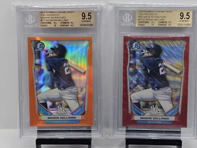 ⚾️(2)MASON WILLIAMS 2014 Bowman Chrome Red Wave & Orange Refractors #/25 BGS 9.5 - Image 1 of 4
