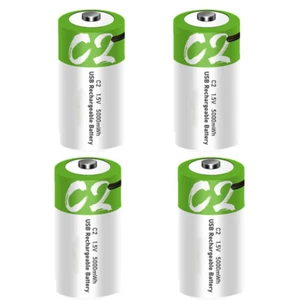 4pcs 1.5V C2 Size USB Li-ion Rechargeable Battery USB Type-C 5000mWh - Picture 1 of 4
