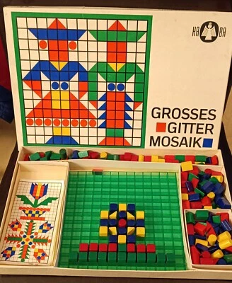 HABA Großes Gitter Mosaik Steckspiel Retro Original 80er Jahre Holz gut erhalten - Bild 1 von 4