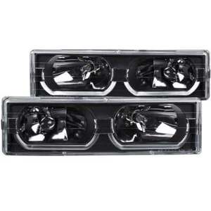 Clear Lens Headlight Set for 88-98 Chevy C/K1500 w/o Sealed Beam Lights [Black] - Bild 1 von 3