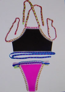 Crochet Bikini Swimwear Sexy Summer Swimsuit Two Piece Bathing Suit Halter 2 Way - Picture 1 of 7