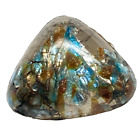 13/16" Awesome Medium Triangular Clear Glass Popper Button w Blue & Goldstone