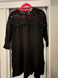 H&M A line Dress Lace Black size EUR 38 UK10 - Picture 1 of 6