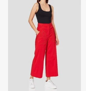 Pantalón Moschino Recortado Pierna Ancha Informal en Sarga Elástica, Bolsillos de Parche 16UK - Imagen 1 de 11
