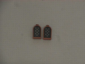 Lego - 2 Brown Round Top Windows with Black Lattice Insert (30044) - GMT218 - Picture 1 of 1