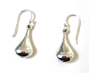 925 Sterling Silver Small 3D Peardrop Drop Earrings - With Gift Bag - Picture 1 of 7