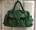 DKNY Green Pebbled Leather style grab bag tote pockets medium size