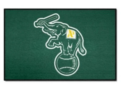 Oakland Athletics Elephant Logo Rug 1.5ft X 2.5ft. Green, New With Tag - Image 1 of 2