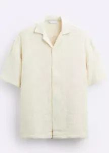 Chemise homme Zara texturée taille L crème ivoire manches courtes boutonnée 6085/350 neuve avec étiquette - Photo 1 sur 9