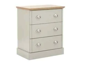 Kendal 3 Drawer Chest of drawers Country style bedroom furniture Grey and Oak - Picture 1 of 2