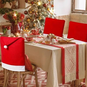 6 Pack Christmas Red Hat Chair Covers Santa Claus Hat Dining Chair Slipcovers - Picture 1 of 8