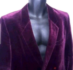 Velvet Holiday! VTG WEBSTER Circolo Moda Cherry Wine Velvet Blazer 42L  - Picture 1 of 7